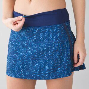 Lululemon Pace Rival Skirt II Small | Samba Snake Kayak Blue | Built-In Shorts,